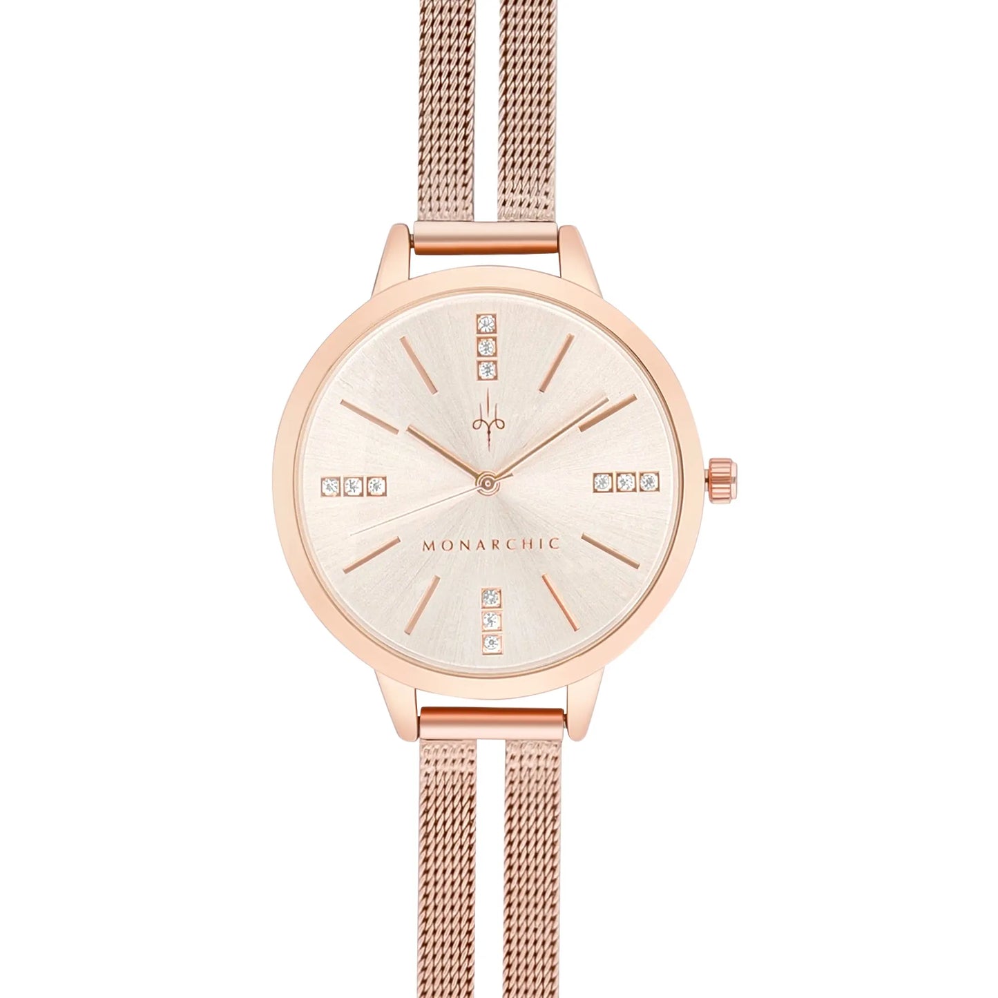 Monarchic® Watch - Billie J - Rose Gold women's watch with double band front view