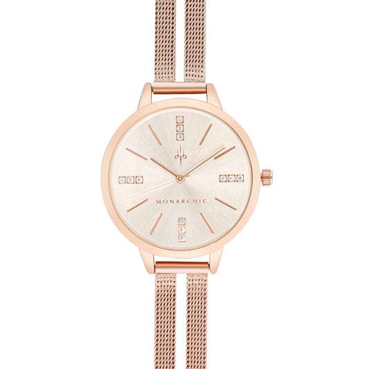 Monarchic® Watch - Billie J - Rose Gold women's watch with double band front view