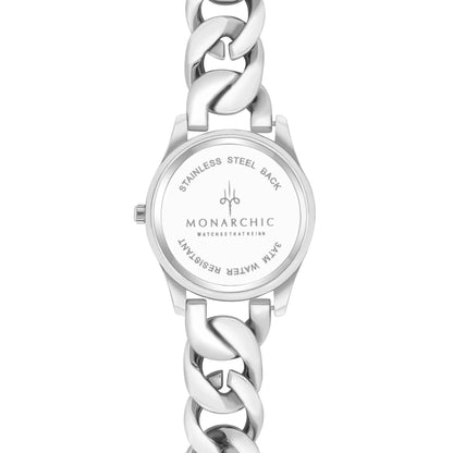 Monarchic® Watch - Jennifer - Silver chain bracelet watch with clear crystals on bezel back view