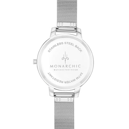 Monarchic® Watch - Kelly - Wintour Silver mesh watch with pearl dial back view
