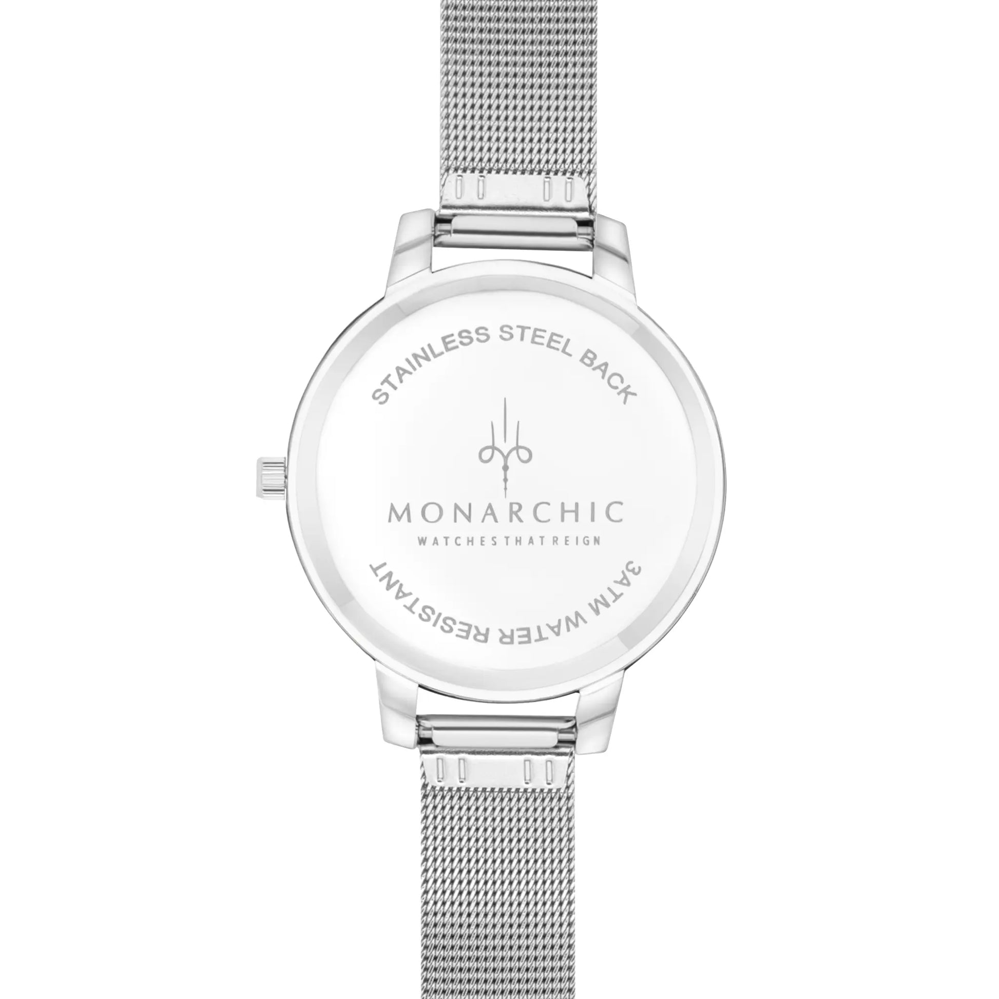 Monarchic® Watch - Kelly - Wintour Silver mesh watch with pearl dial back view