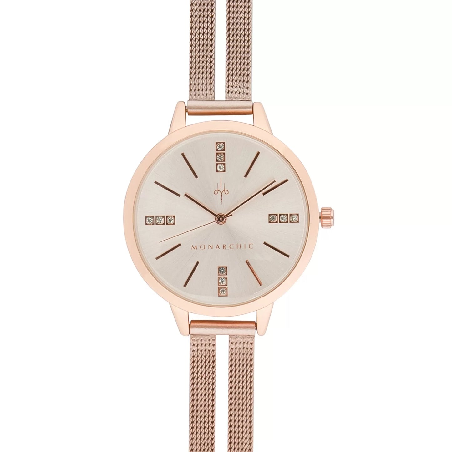 Monarchic® Watch - Billie J - Rose Gold women's watch with double band front view