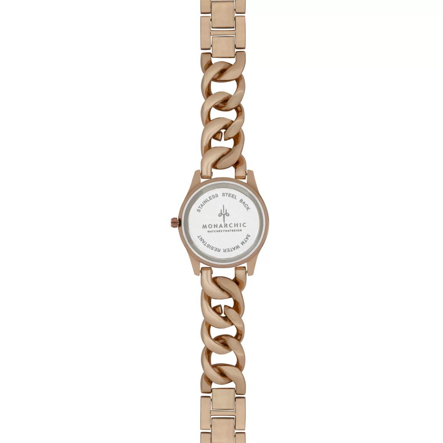 Monarchic® Watch - Jennifer - En Gold chain bracelet watch with topaz crystals on bezel back view