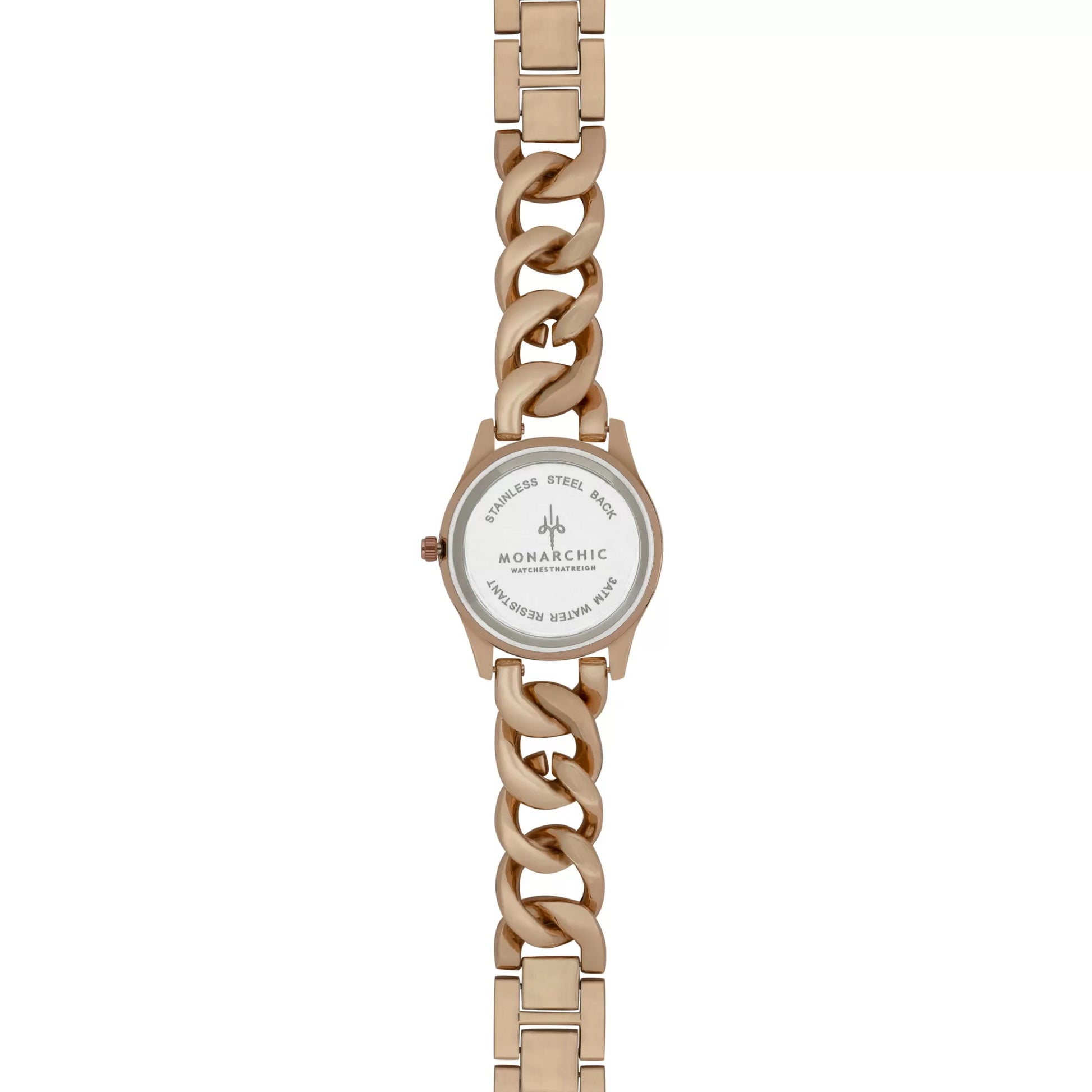 Monarchic® Watch - Jennifer - En Gold chain bracelet watch with topaz crystals on bezel back view