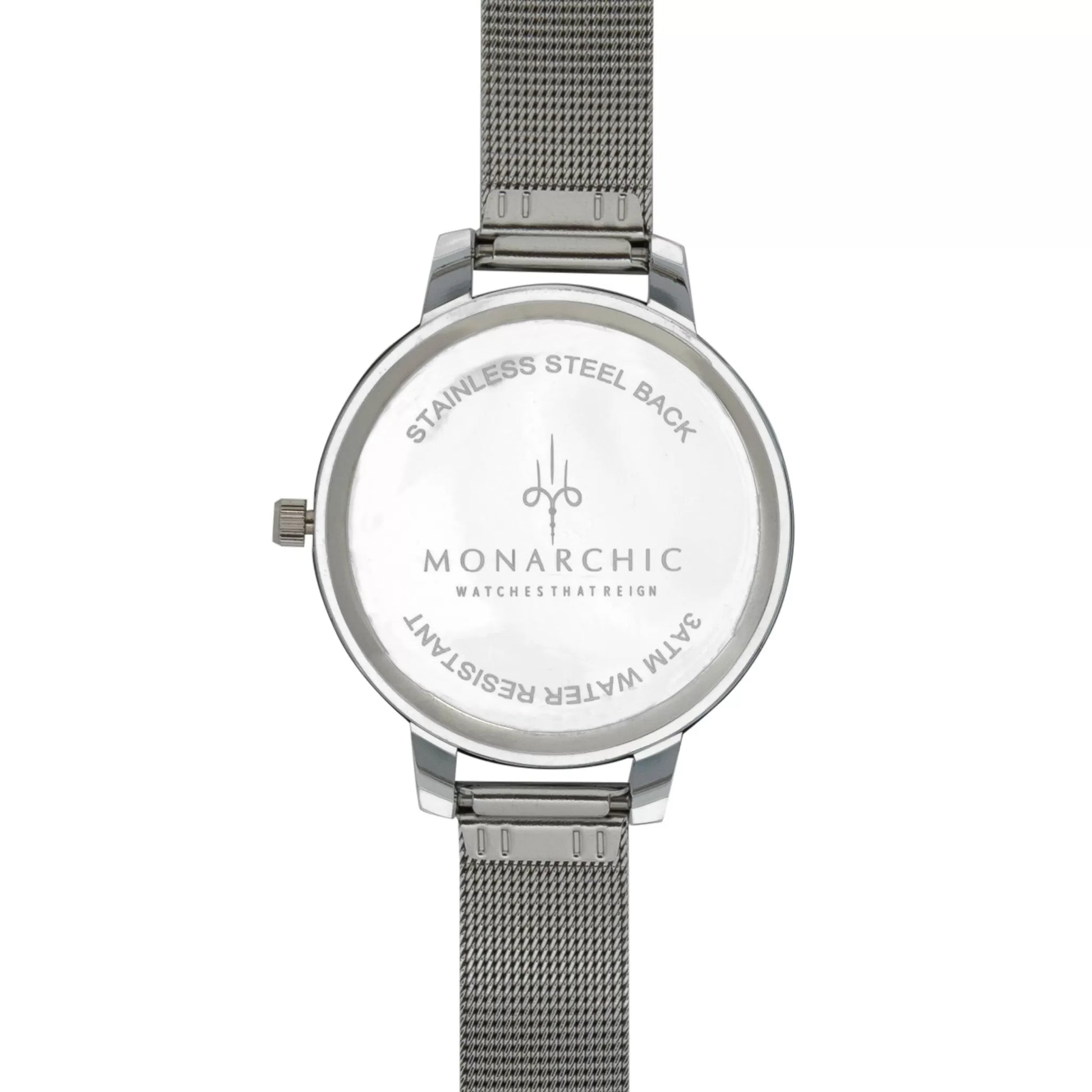 Monarchic® Watch - Kelly - Wintour Silver mesh watch with pearl dial back view